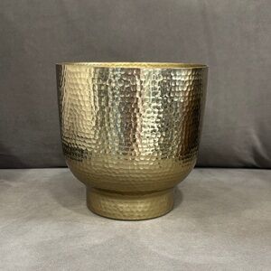 Brass Hammered Metal Planter - Gold Finish
